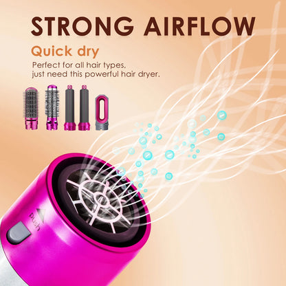 5-in-1 Hot Air Brush Styler – Ceramic Hair Dryer, Straightener & Curler