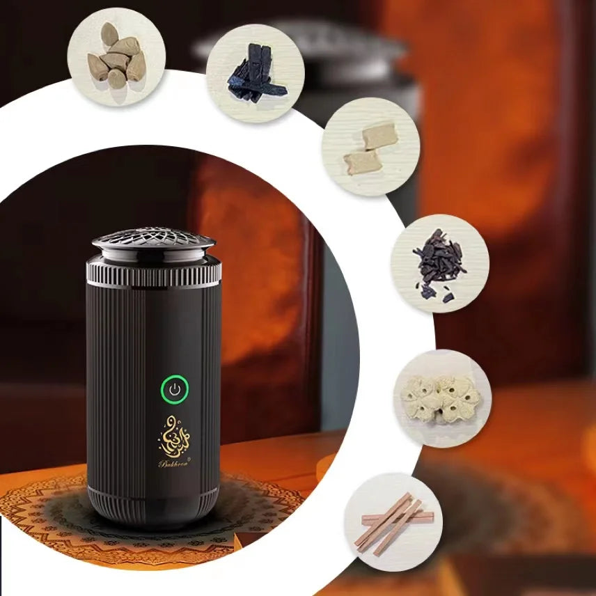 Electric Car Bakhoor Burner – USB Flame-Free Arabic Oud Incense for Car